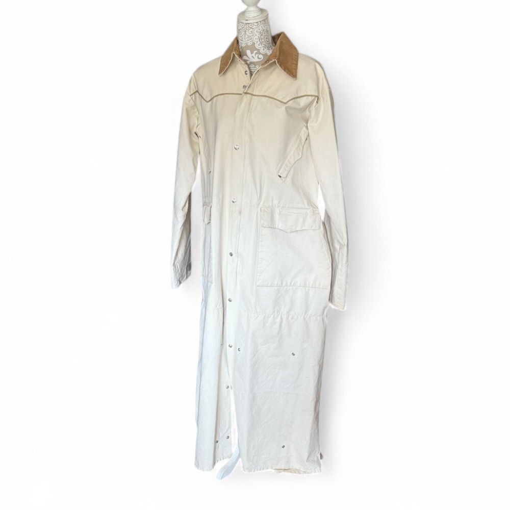 SCHAEFER OUTFITTER RUGGED ELEGANCE Cream Long Coat with Brown Collar